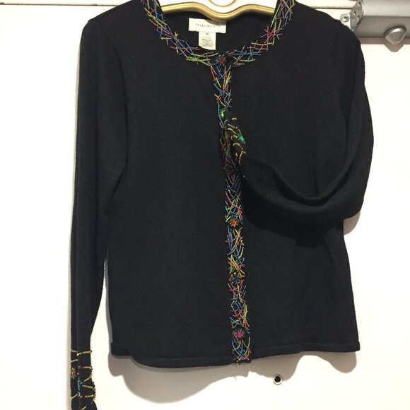 VINTAGE SUSAN BRISTOL EMBELLISHED SWEATER CARDIGANS SIZE M - Picture 1 of 7